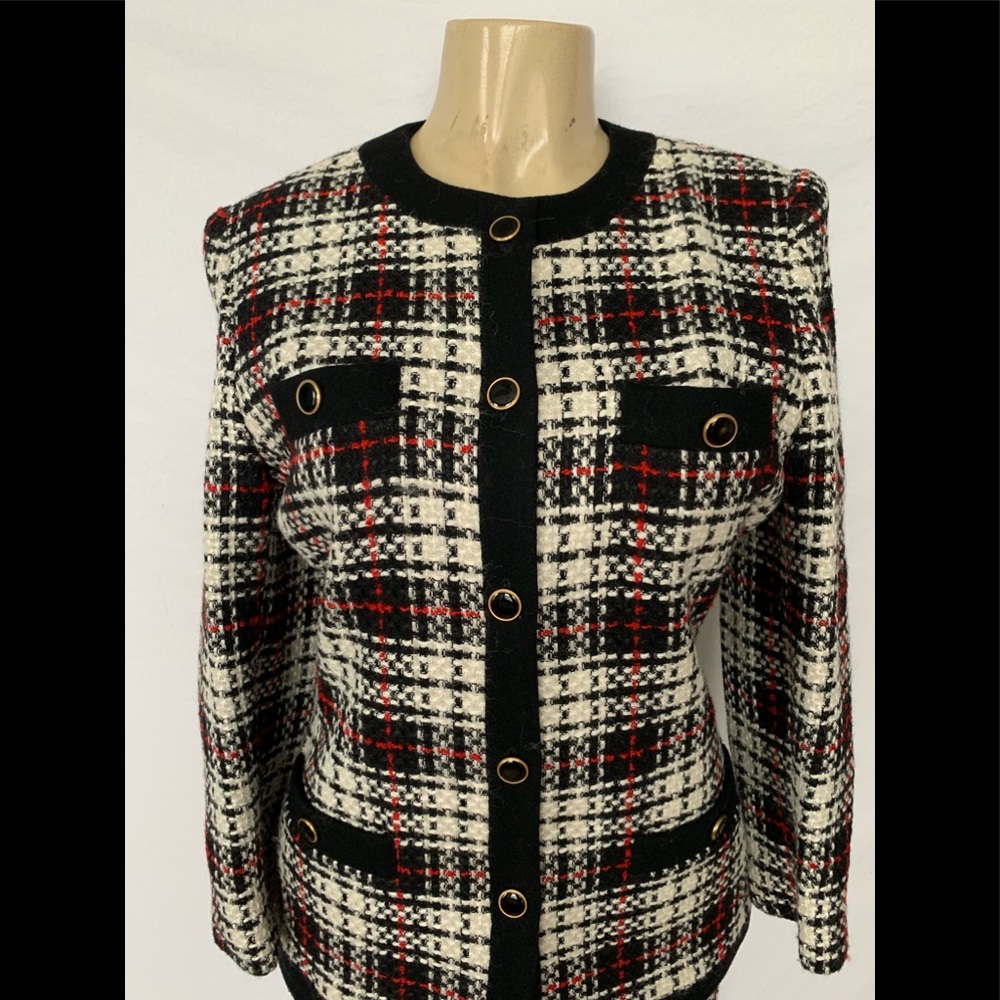 VTG Oleg Cassini Size 8 Wool Blend 2pc Skirt Suit - Picture 2 of 8